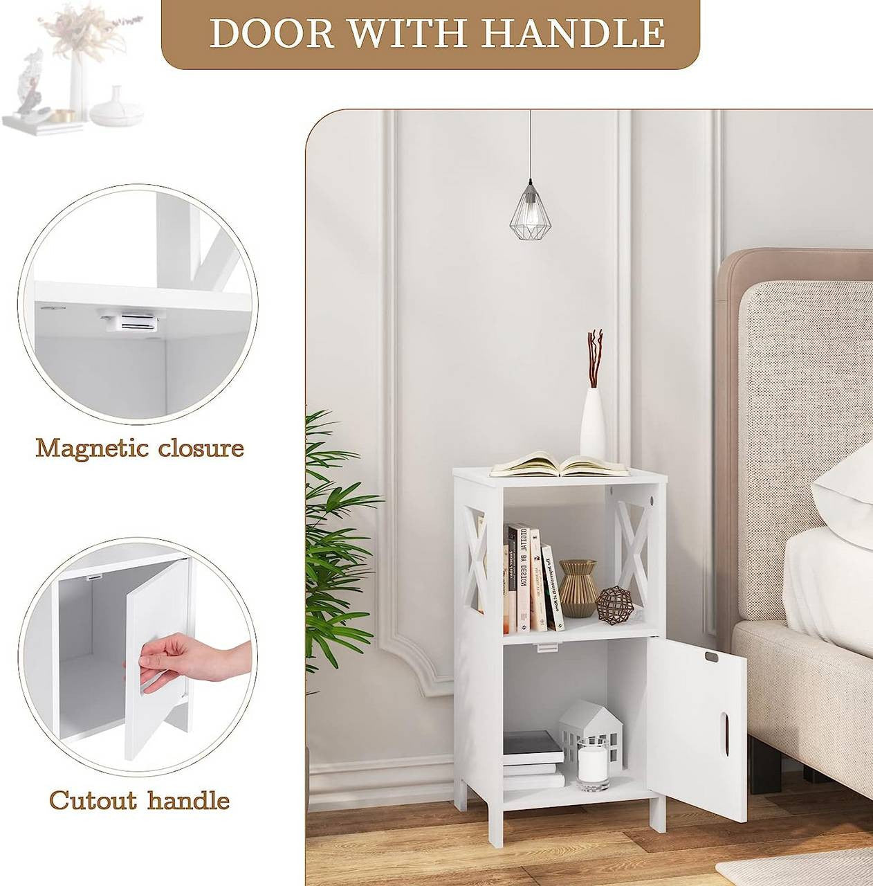 24goodz Small Nightstand - Spacious Storage - Easy to Assemble - MDF - For Any Room - White - ws