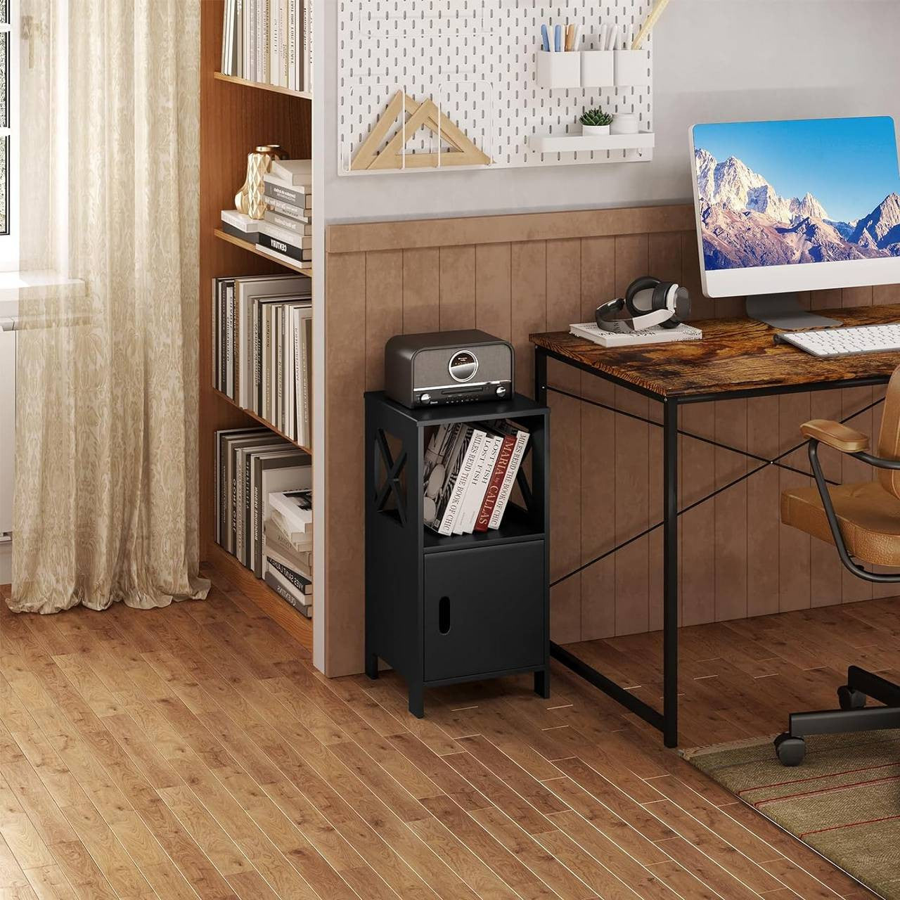 24goodz Compact Nightstand - Stylish Scandinavian Design - P2 MDF - For Small Spaces - White