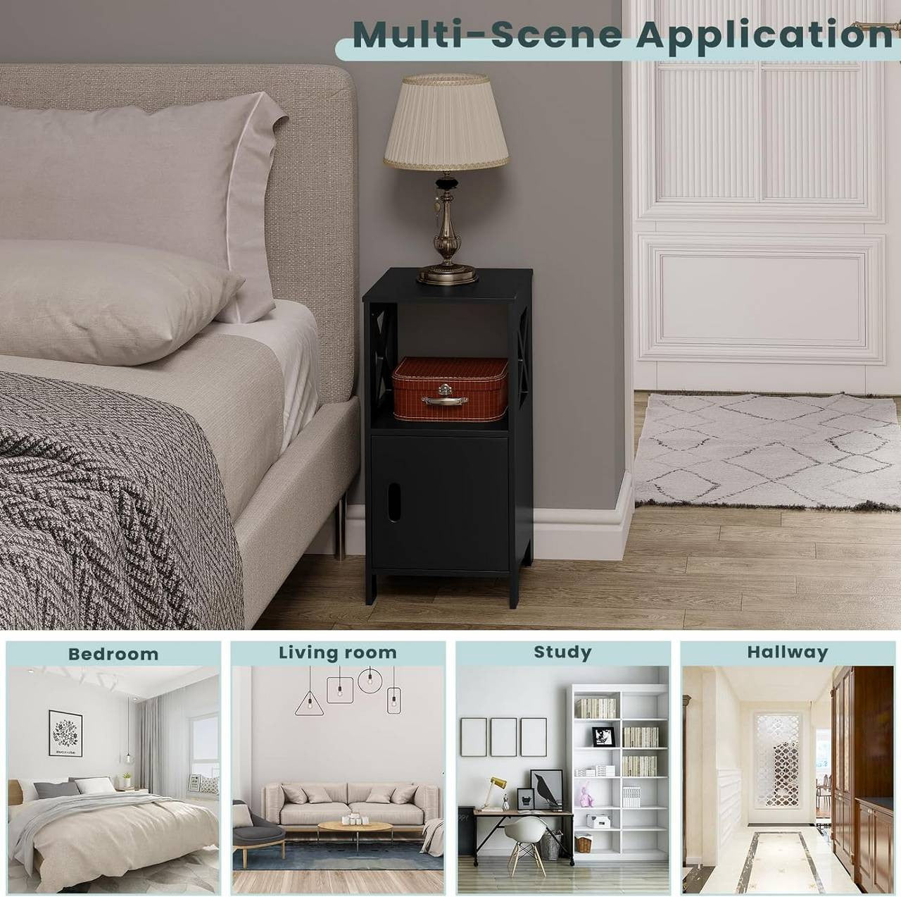 24goodz Compact Nightstand - Stylish Scandinavian Design - P2 MDF - For Small Spaces - White