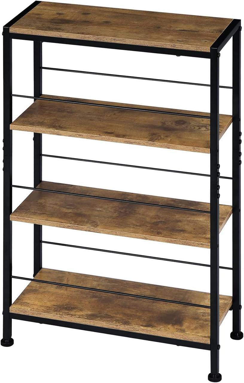 24goodz 4-Tier Freestanding Shelf - Sturdy Construction - Ample Storage Space - E1 MDF + Metal - Vintage Brown + Black - 50x78x20cm
