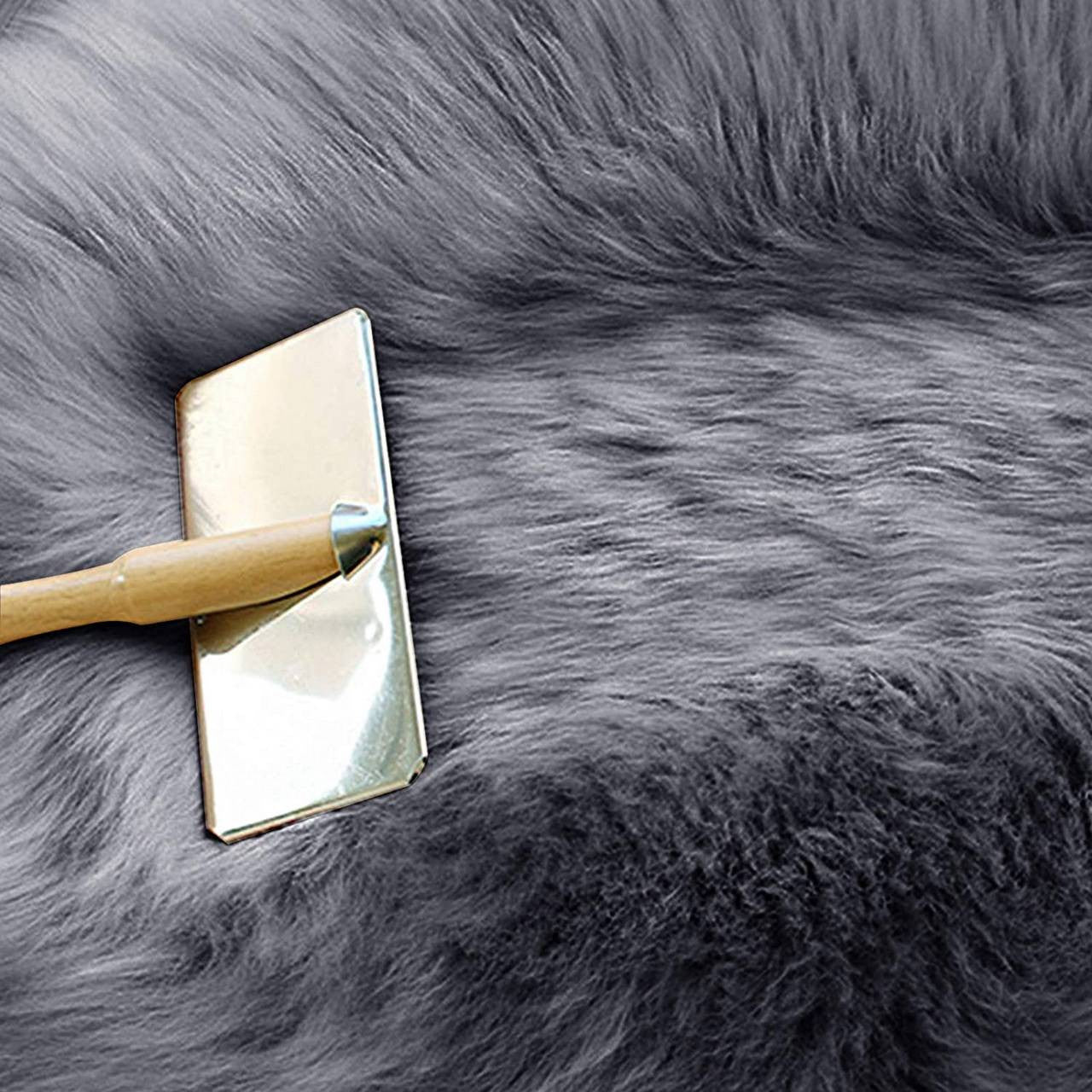 24goodz Eco Lambskin Rug - 100% Natural Wool - Self-Cleaning Properties - 100% Natural Wool from New Zealand - Light Grey - (170-178)x55cm - hgr