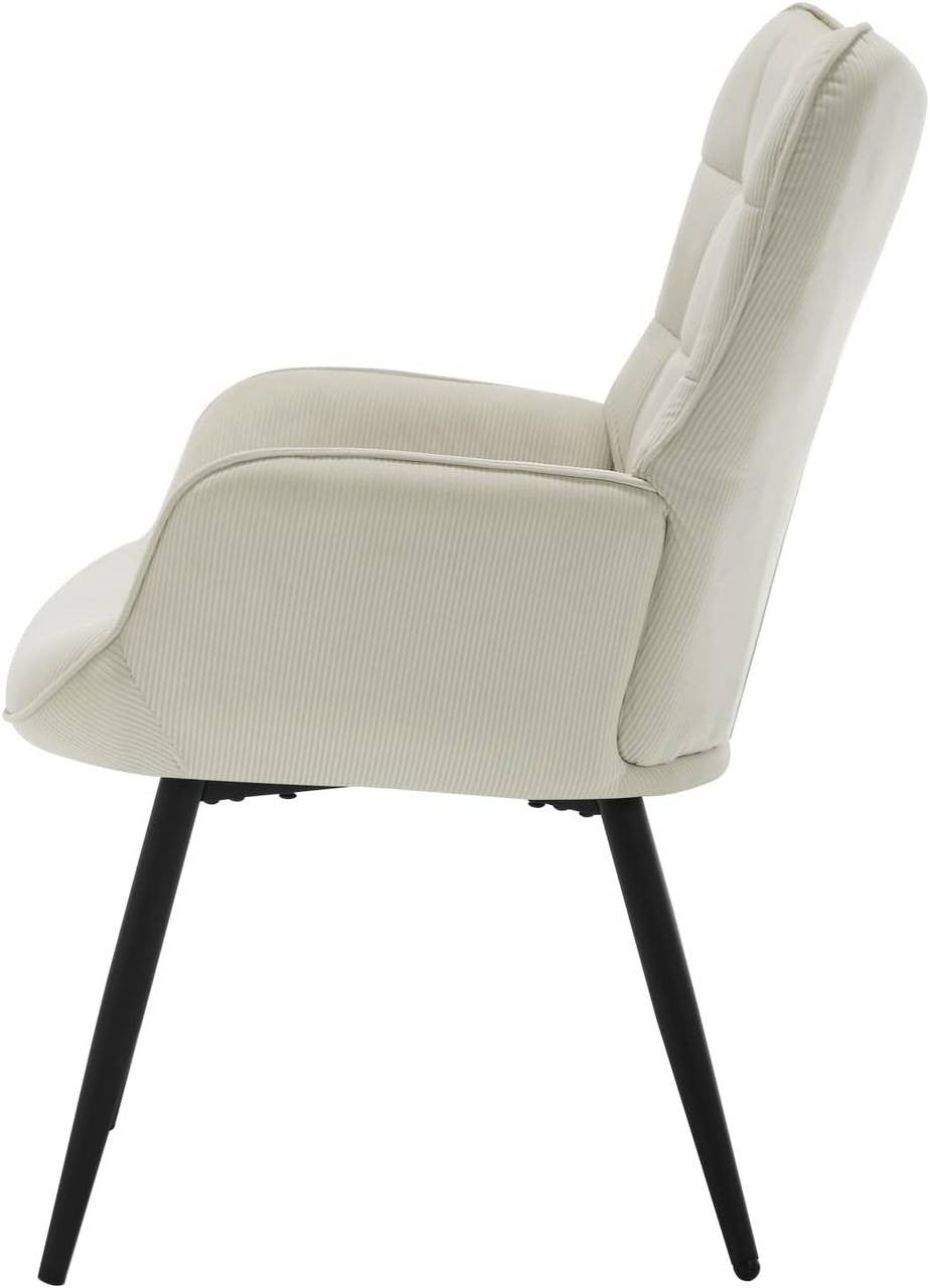 24goodz Wing Chair - Full Comfort - Ergonomic Design - Fabric and Metal - For Home Relaxation - Cream White