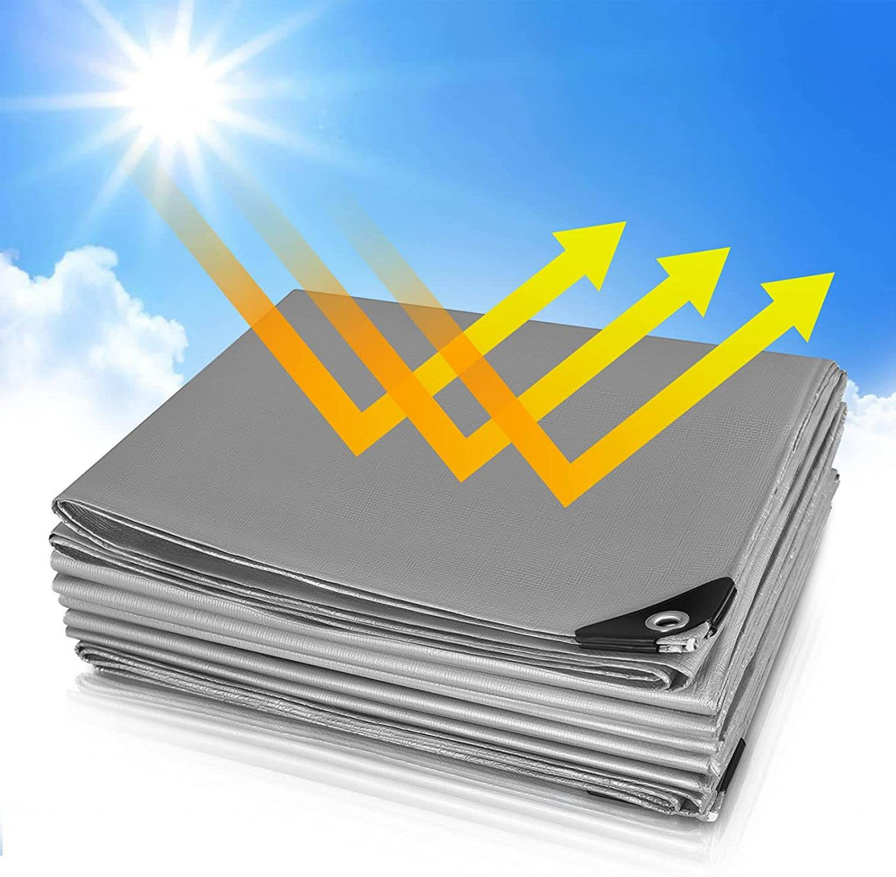 24goodz Waterproof Tarpaulin - Durable and Tear-Resistant - 280 g/m² PE - Grey-Green - 3x4 m - grg