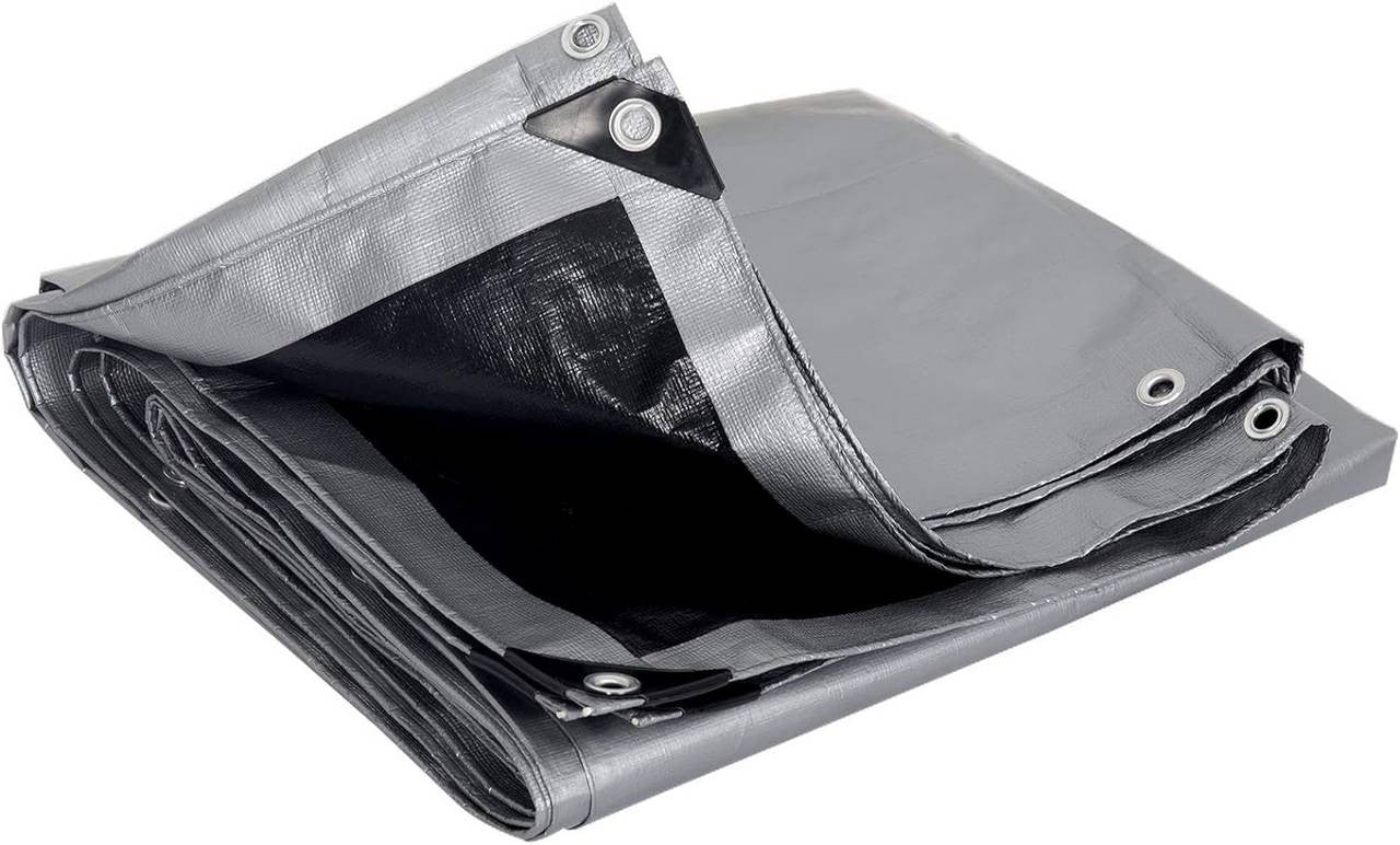 24goodz Waterproof Tarpaulin - Durable and UV-Stable - 180 g/m² PE - Grey/Black - 5x6 m - szg