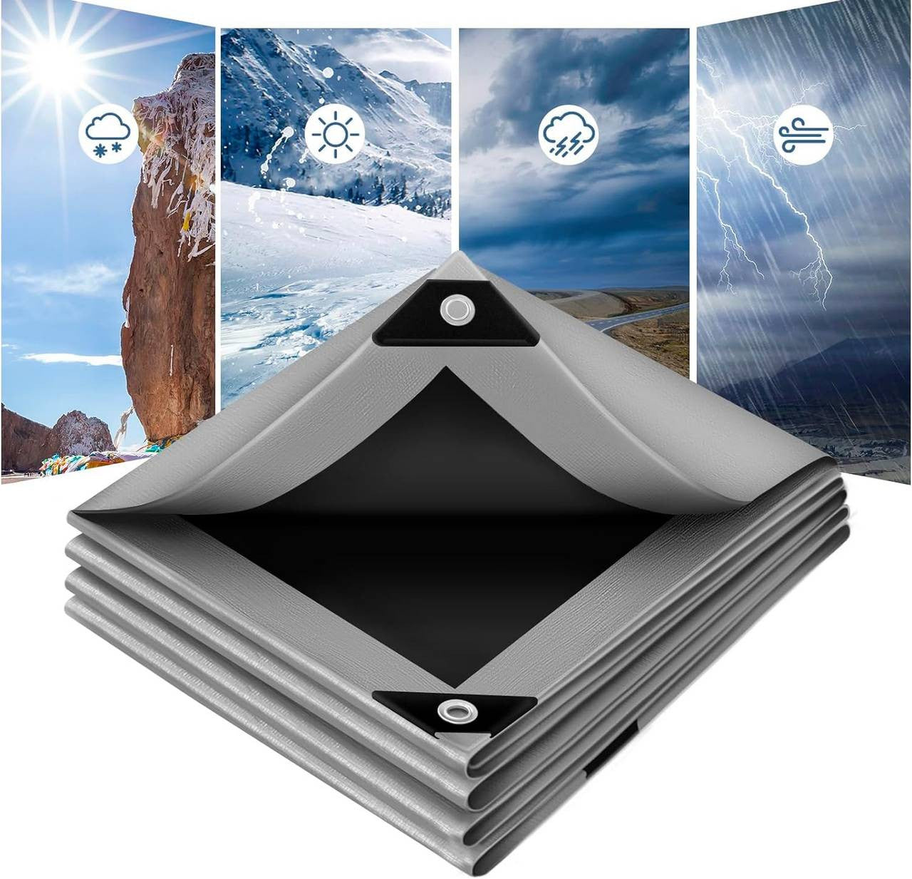 24goodz Waterproof Tarp - High Durability - UV-Resistant - 180 g/m² PE - Grey/Black - 3x5 m - szg