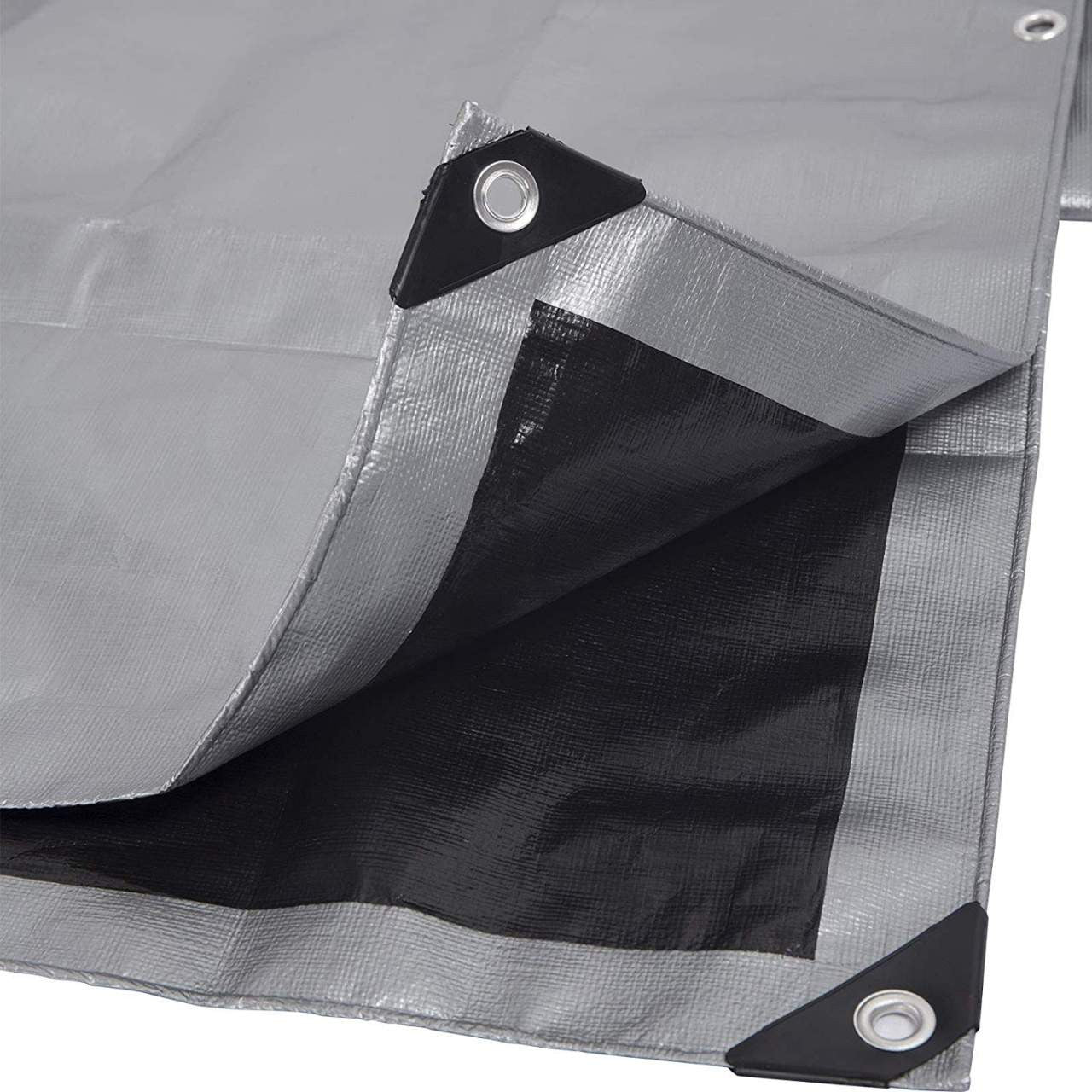 24goodz Waterproof Tarpaulin - UV Resistant - Durable 180 g/m² PE - Grey/Black - 4x6 m - szg