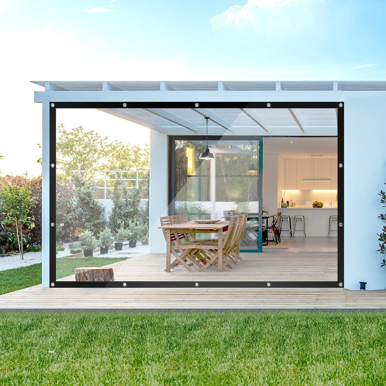 24goodz Transparent Waterproof PVC Tarp - Durable and Tear-Resistant - 380g/m² - For Outdoor Use - Transparent + Black - 2x3m - tp