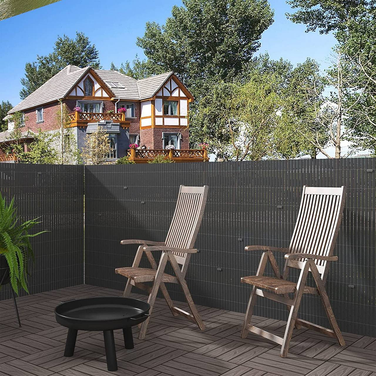 24goodz PVC Privacy Mat - Durable and Weather-Resistant - UV-Resistant - PVC - For Gardens and Balconies - 600 x 120 cm - Grey