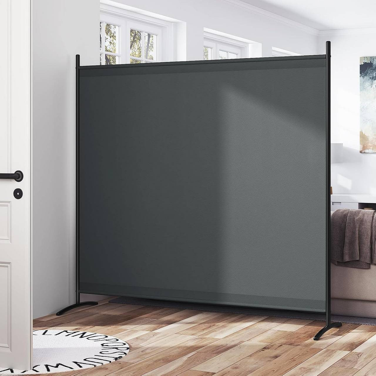 24goodz Free-standing Privacy Screen - Stable and Durable - Multifunctional - PA-coated Polyester - Dark Grey - 180 x 177.5 cm