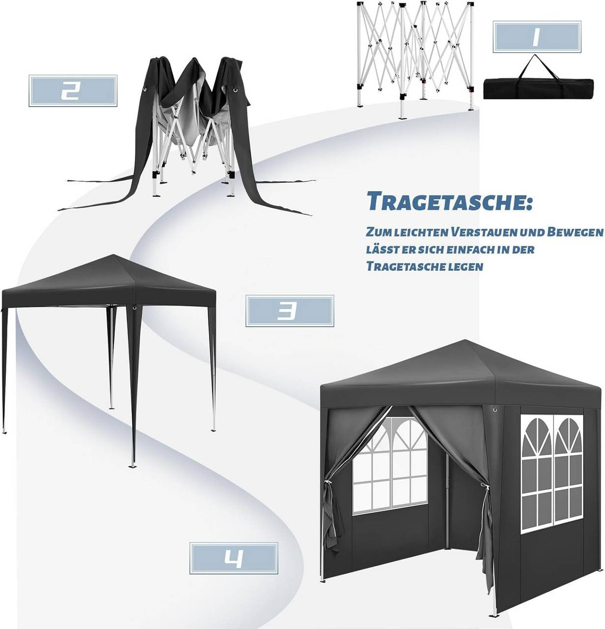 24goodz
paviljoen 2x2 m, met 4 zijwanden, partytent, waterafstotende UV-bescherming 50+antraciet