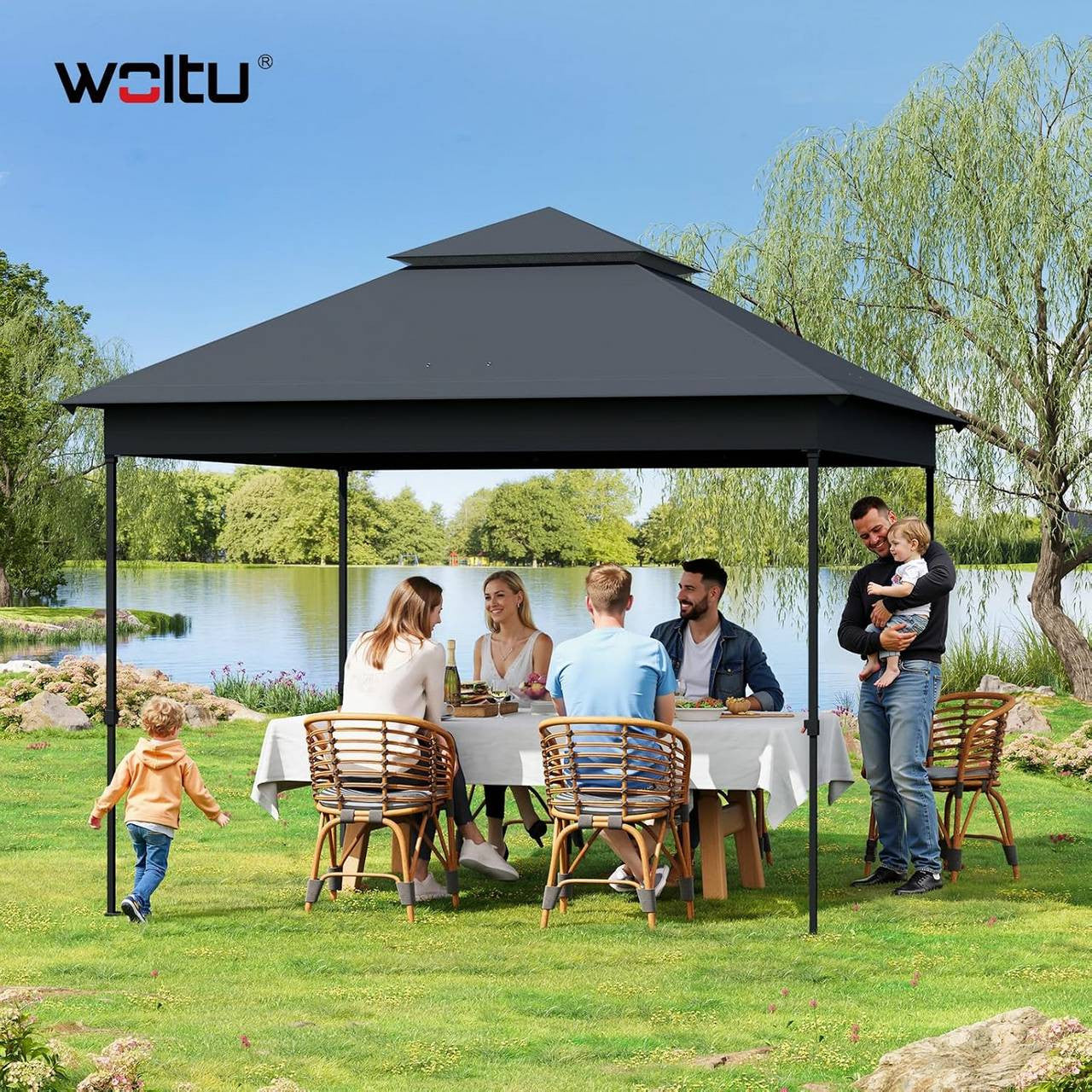 24goodz 3x3 m Gazebo - Spacious Comfort - High-Quality Materials - 210D Oxford Fabric - For Outdoor Activities - Anthracite/Beige
