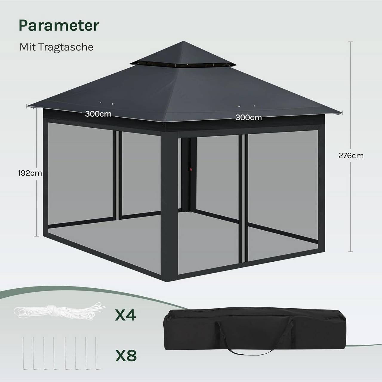 24goodz 3x3 m Gazebo - Spacious Comfort - High-Quality Materials - 210D Oxford Fabric - For Outdoor Activities - Anthracite/Beige