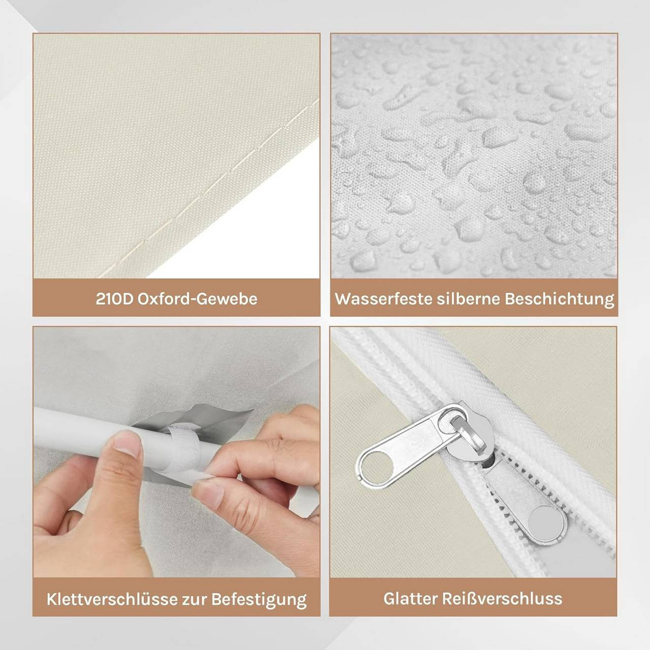 24goodz Garden Pavilion 3x3 m - UV Protection - Breathable Mosquito Net - 210D Oxford Fabric - Beige