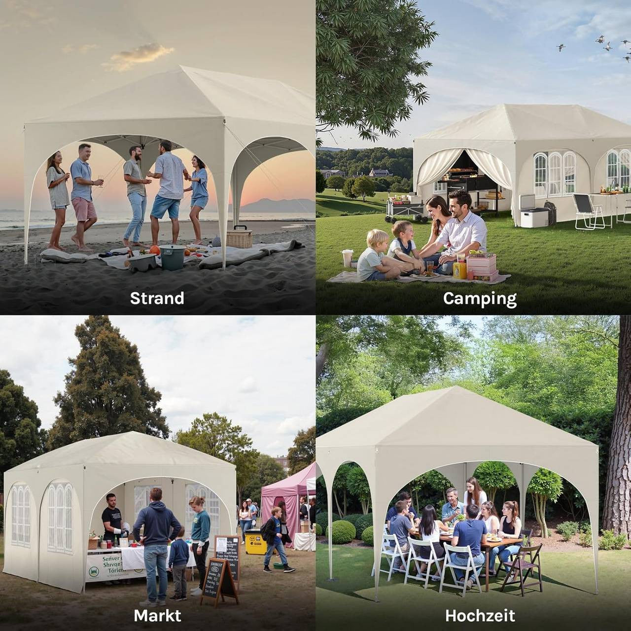 24goodz Pavilion 3x6 m - Water-Resistant & UV Protection 50+ - Durable 210D Oxford Fabric - For Outdoor Gatherings - Beige