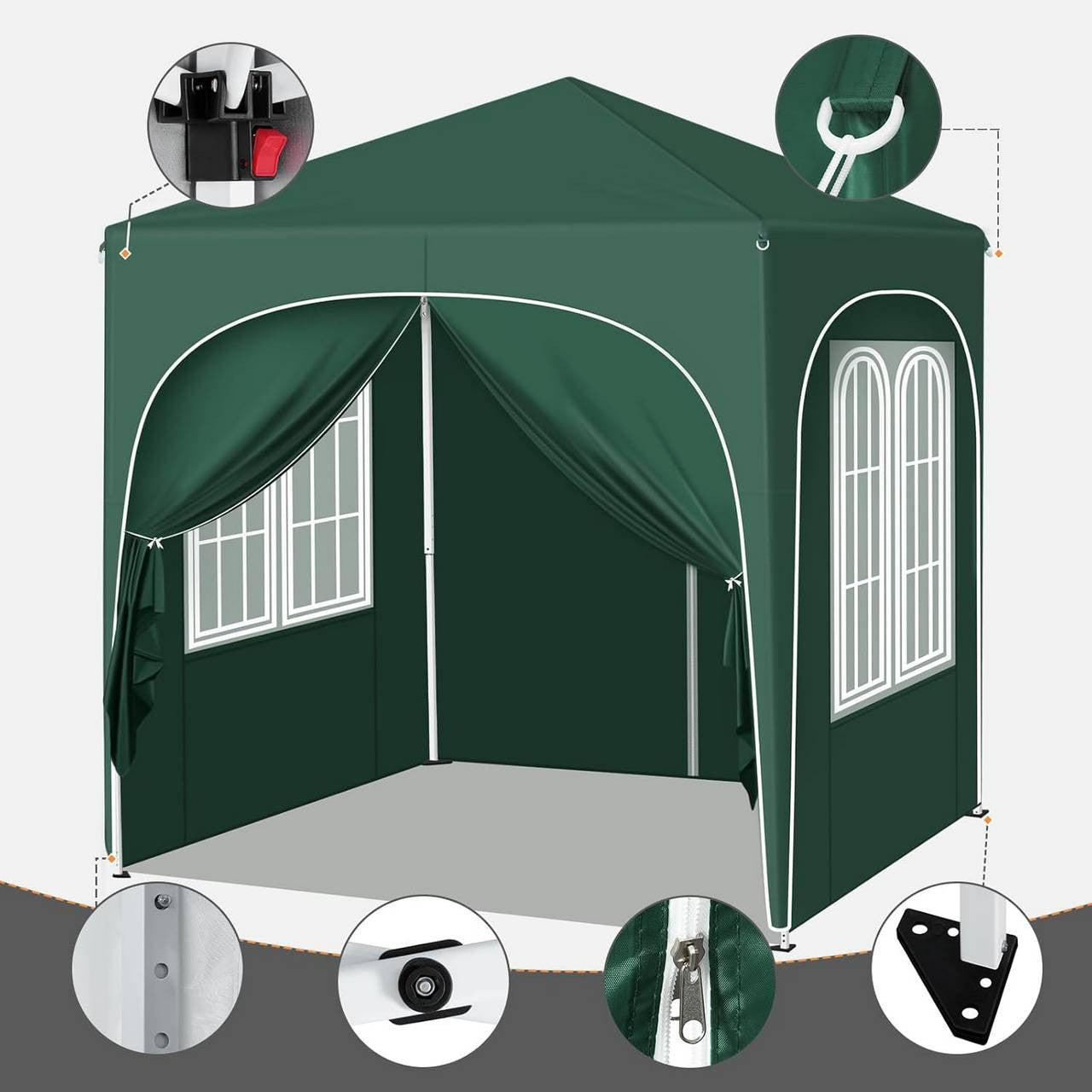 24goodz Folding Pavilion 2x2m - UV Protection - Water Resistant - 210D Oxford - For Outdoor Gatherings - Green