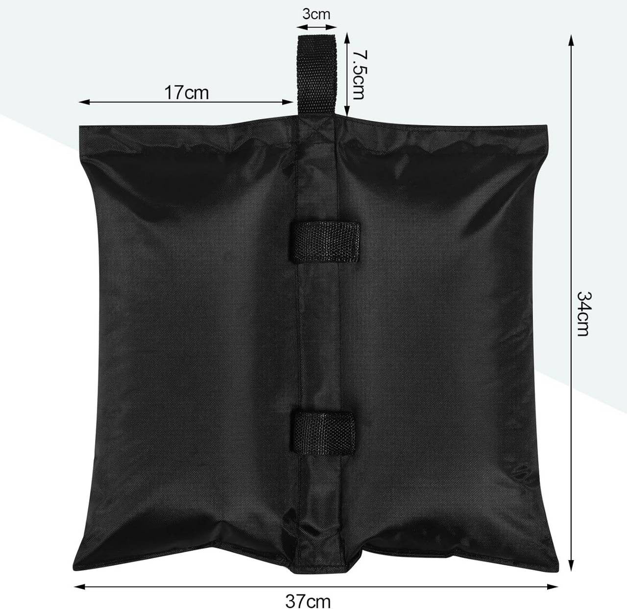 24goodz Sandbag Weight Set of 4 - Strong & Durable - Easy to Attach - 300 gsm Oxford Fabric - Black - 37 x 41.5 cm