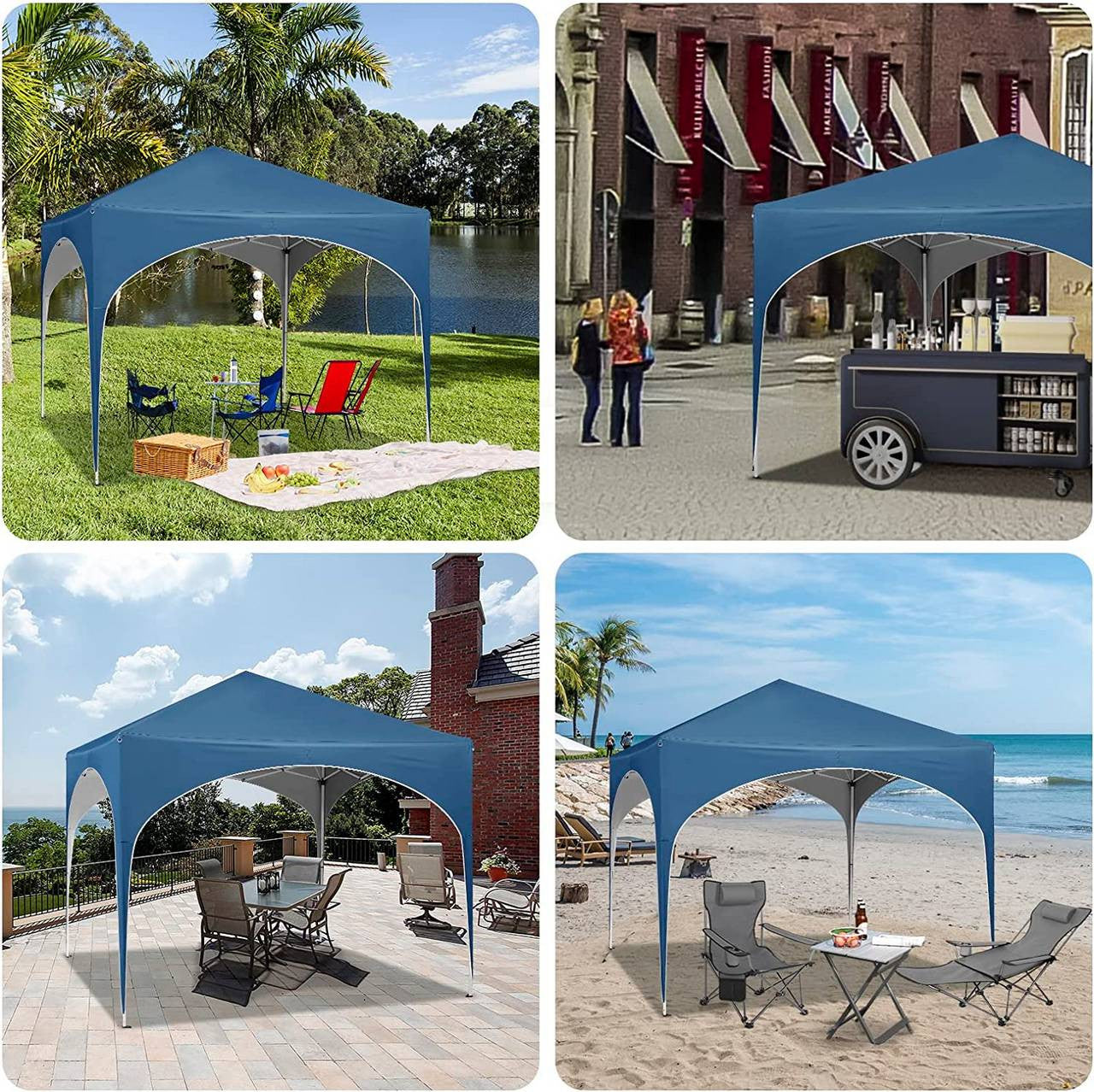 24goodz Pop-Up Gazebo - Waterproof and UV-Resistant - 210D Oxford Fabric - For Outdoor Gatherings - Blue