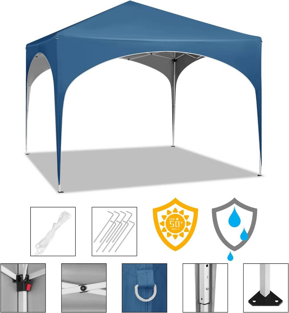 24goodz Pop-Up Gazebo - Waterproof and UV-Resistant - 210D Oxford Fabric - For Outdoor Gatherings - Blue
