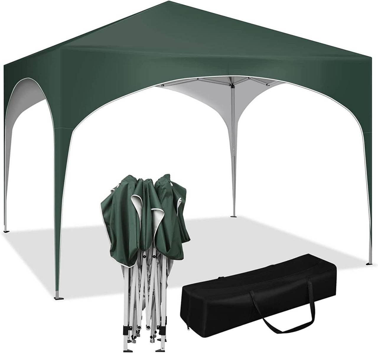 24goodz Pop-Up Gazebo - Waterproof Protection - Easy Setup - 210D Oxford Fabric - For Outdoor Gatherings - Green - gn
