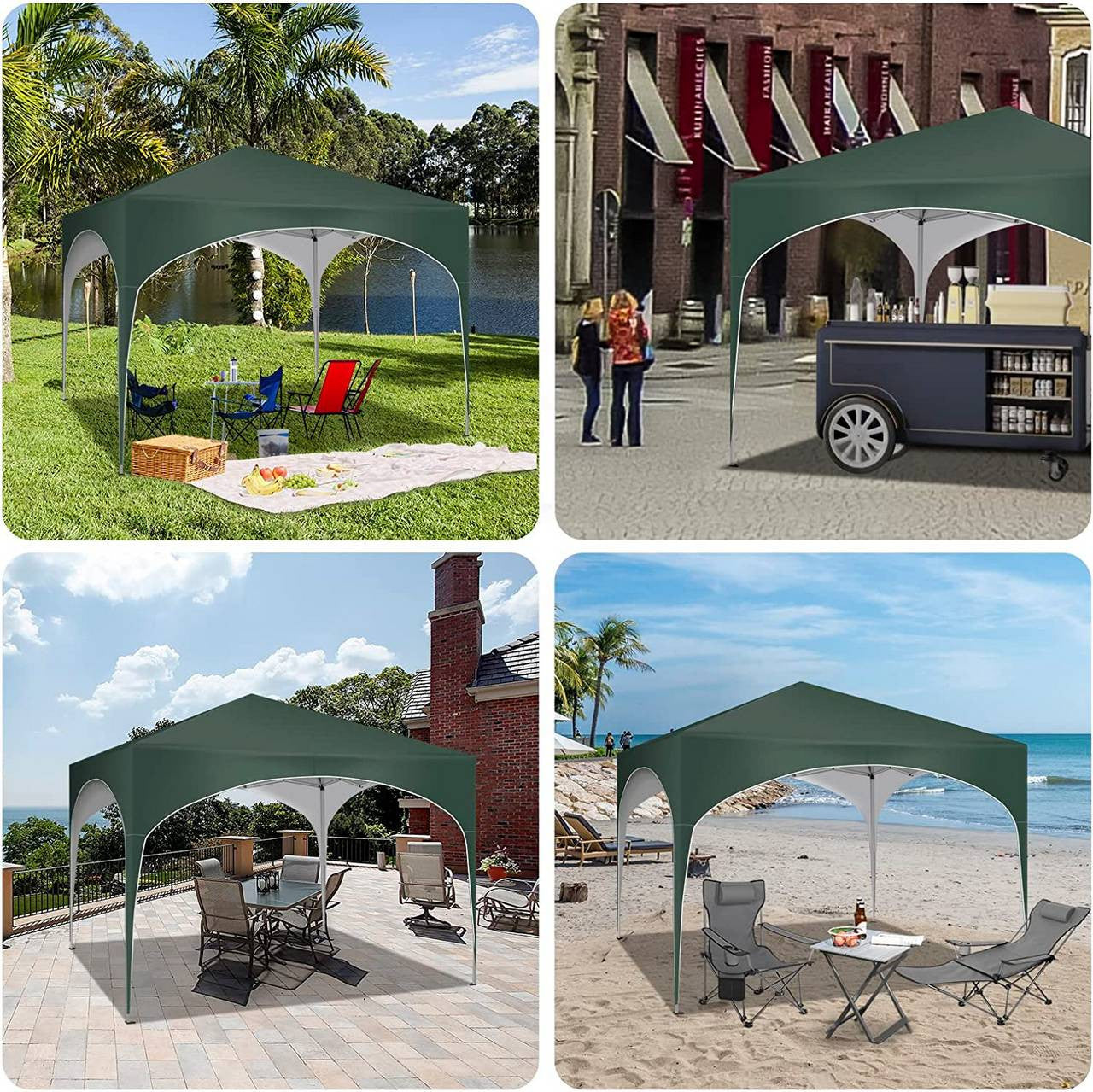24goodz Pop-Up Gazebo - Waterproof Protection - Easy Setup - 210D Oxford Fabric - For Outdoor Gatherings - Green - gn