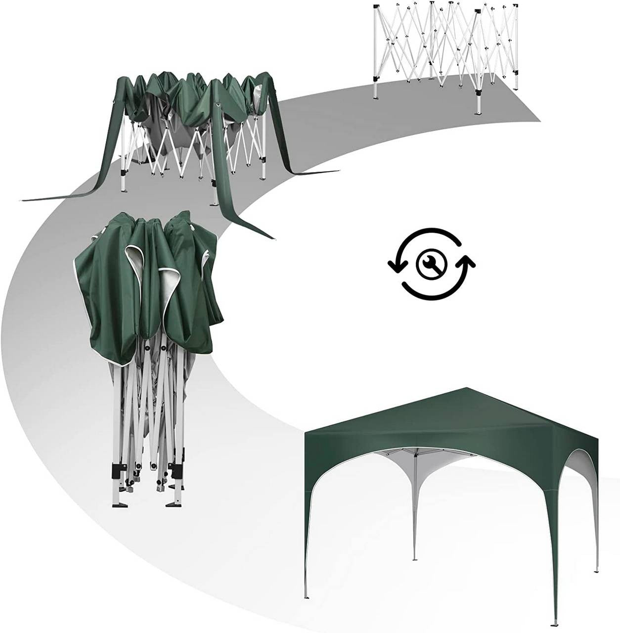 24goodz Pop-Up Gazebo - Waterproof Protection - Easy Setup - 210D Oxford Fabric - For Outdoor Gatherings - Green - gn