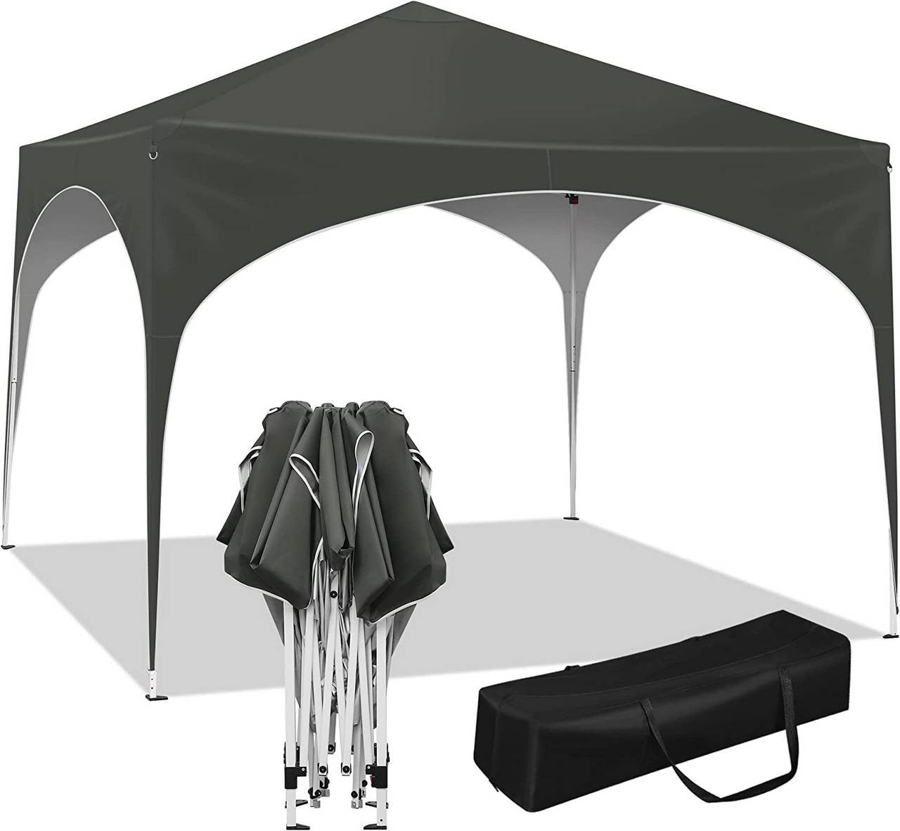 24goodz Pop-Up Gazebo - Waterproof Protection - Easy to Set Up - 210D Oxford - For Outdoor Activities - Grey