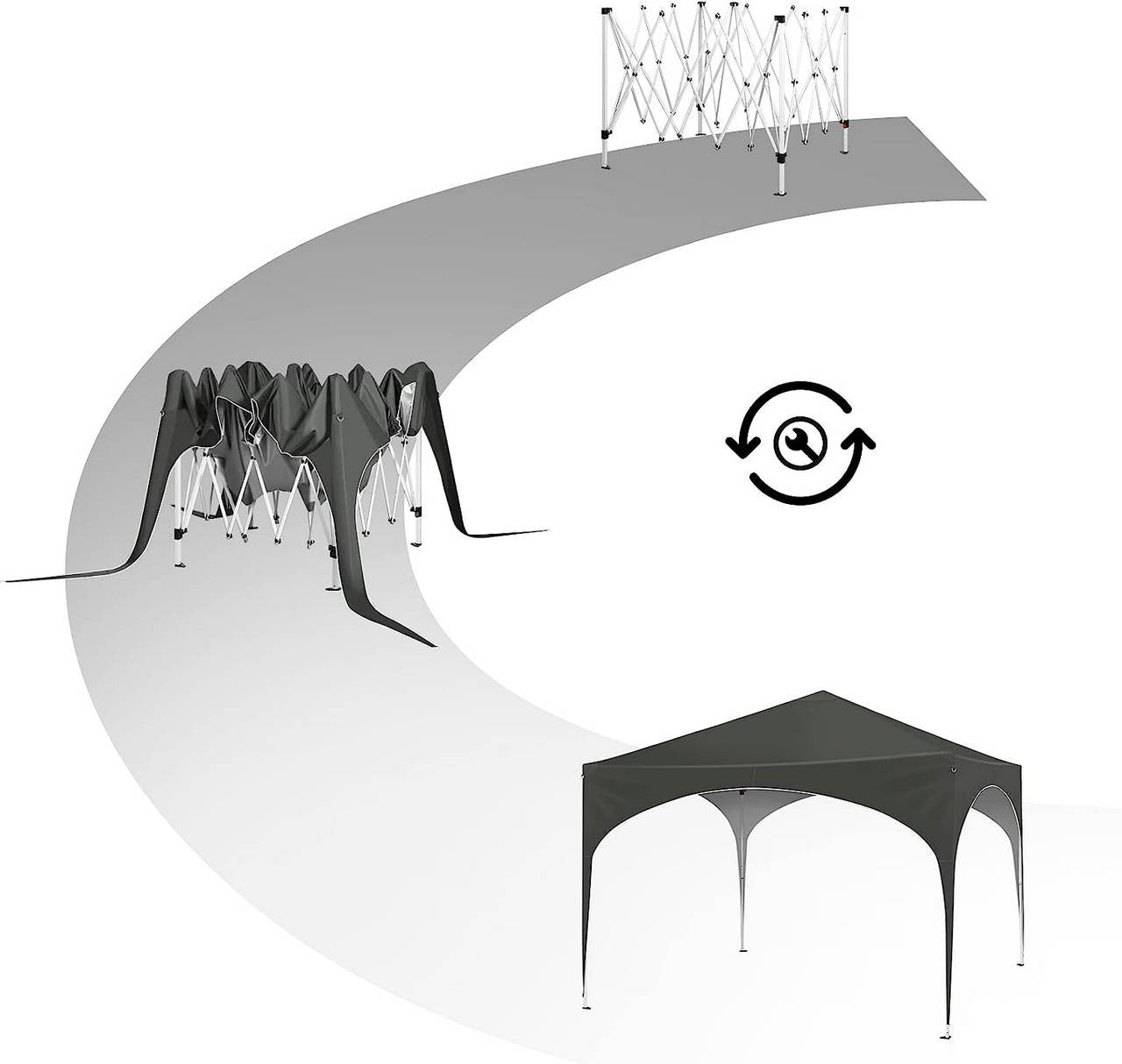 24goodz Pop-Up Gazebo - Waterproof Protection - Easy to Set Up - 210D Oxford - For Outdoor Activities - Grey