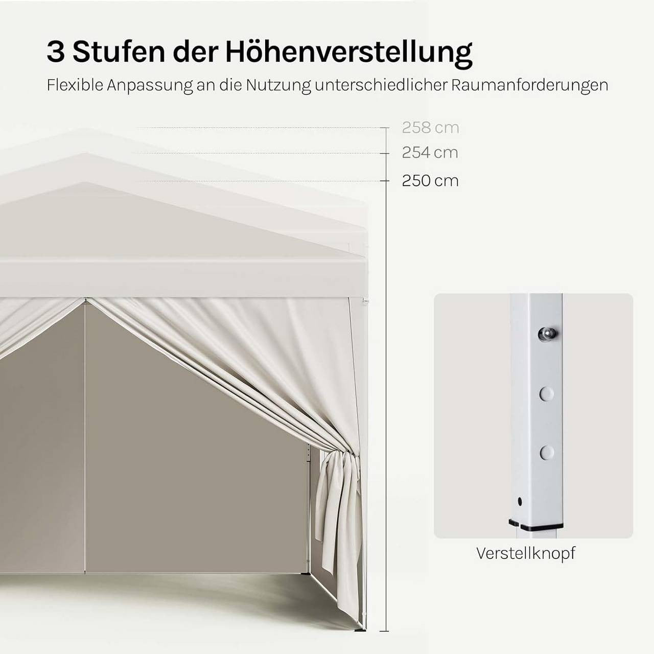 24goodz Pop-Up Pavilion Waterproof Sunshade Camping Canopy Tent 3 x 3 m - Robust Structure - Waterproof and UV Protection - 210D Oxford Fabric - Beige