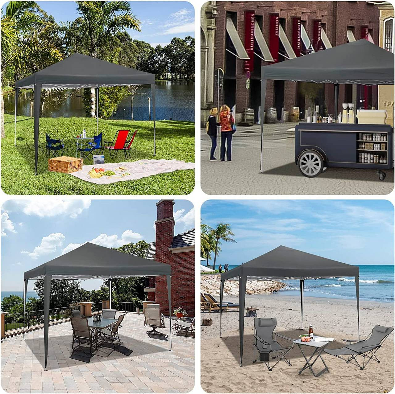 24goodz Pop-Up Pavilion - Waterproof and UV-Resistant - 210D Oxford Fabric - For Outdoor Gatherings - Anthracite