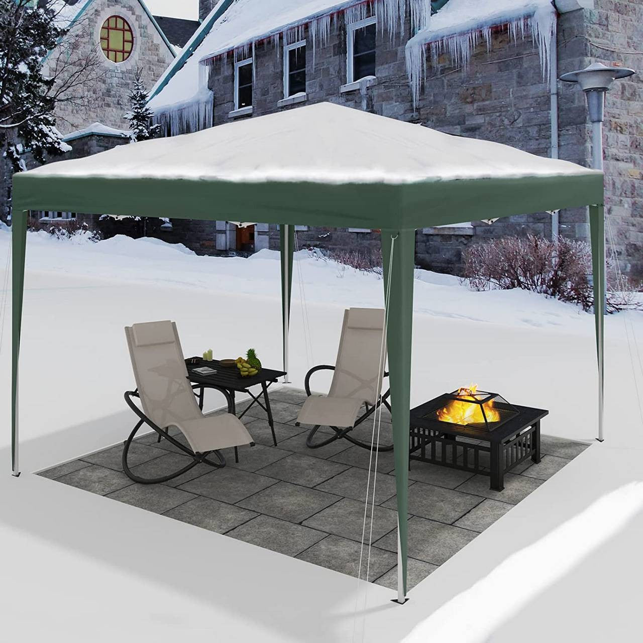 24goodz Pop-Up Pavilion - Waterproof and UV-Protected - 210D Oxford Fabric - For Outdoor Activities - Green - gn