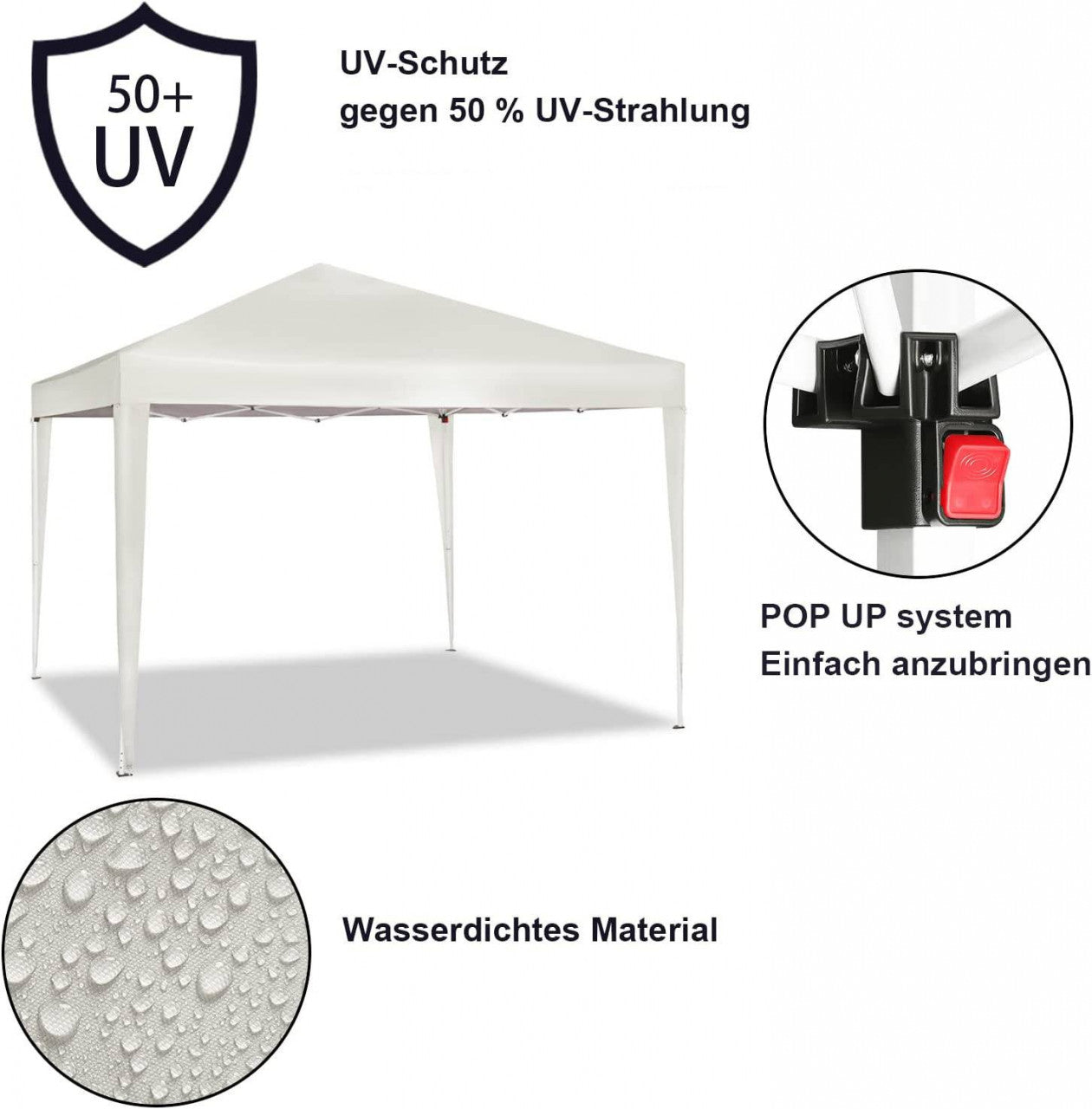 24goodz Pop-Up Pavilion - Waterproof and UV Resistant - 210D Oxford Fabric - For Outdoor Gatherings - Beige