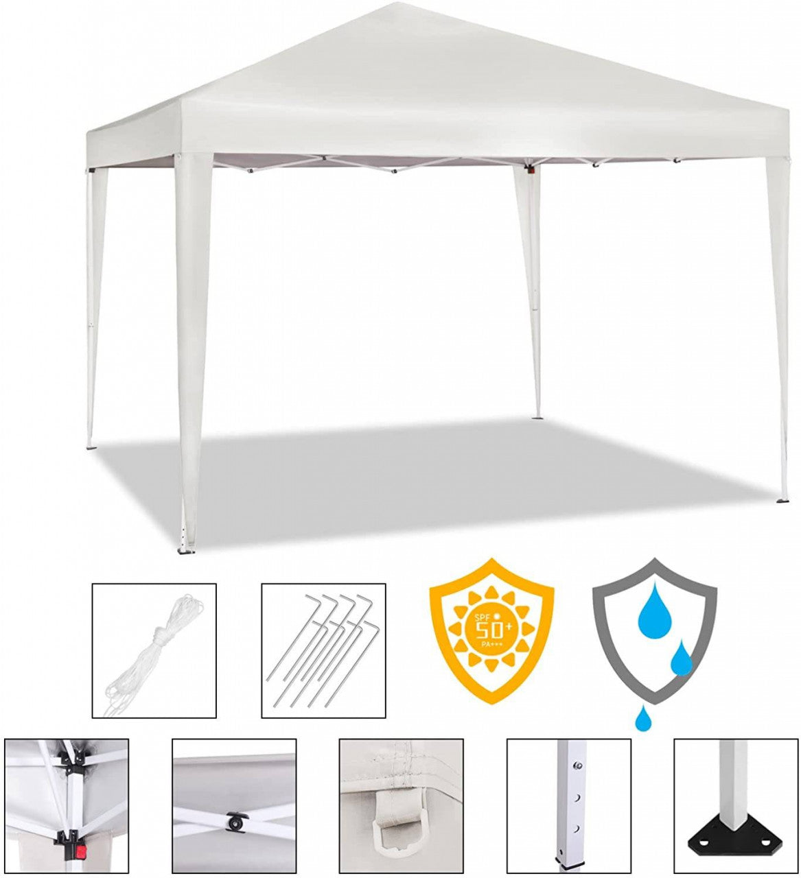 24goodz Pop-Up Pavilion - Waterproof and UV Resistant - 210D Oxford Fabric - For Outdoor Gatherings - Beige
