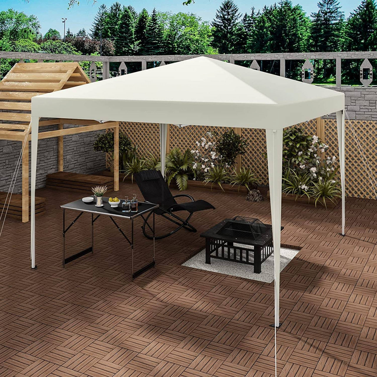 24goodz Pop-Up Pavilion - Waterproof and UV Resistant - 210D Oxford Fabric - For Outdoor Gatherings - Beige