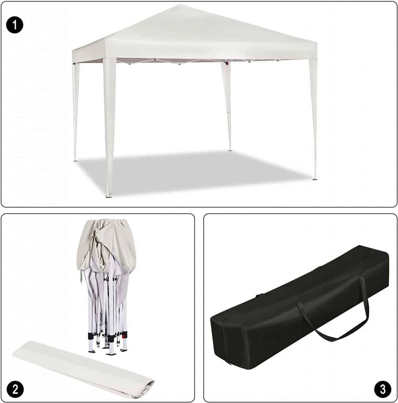 24goodz Pop-Up Pavilion - Waterproof and UV Resistant - 210D Oxford Fabric - For Outdoor Gatherings - Beige