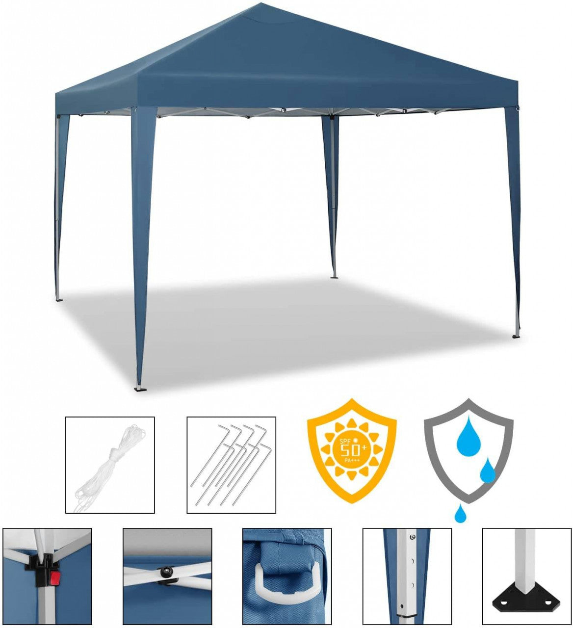 24goodz Pop-Up Pavilion - Waterproof and UV Resistant - 210D Oxford Fabric - For Outdoor Gatherings - Blue