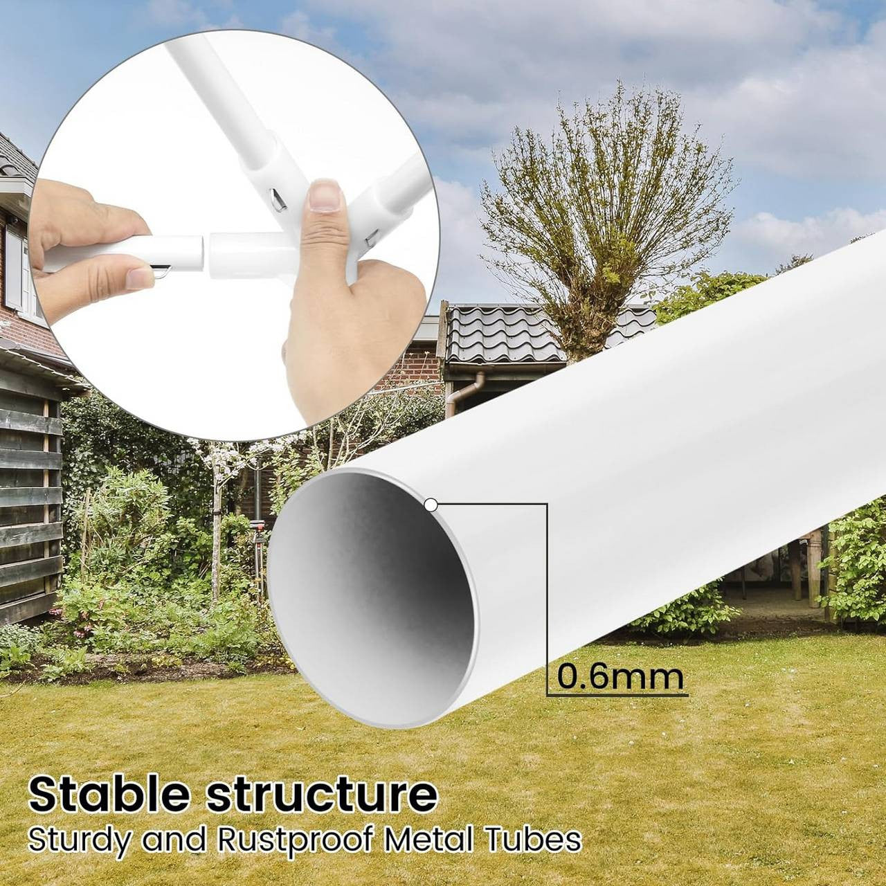 24goodz Hexagonal Garden Pavilion 3.8x3.3m - UV Protection - Breathable Mesh - 210D Oxford Fabric - Blue