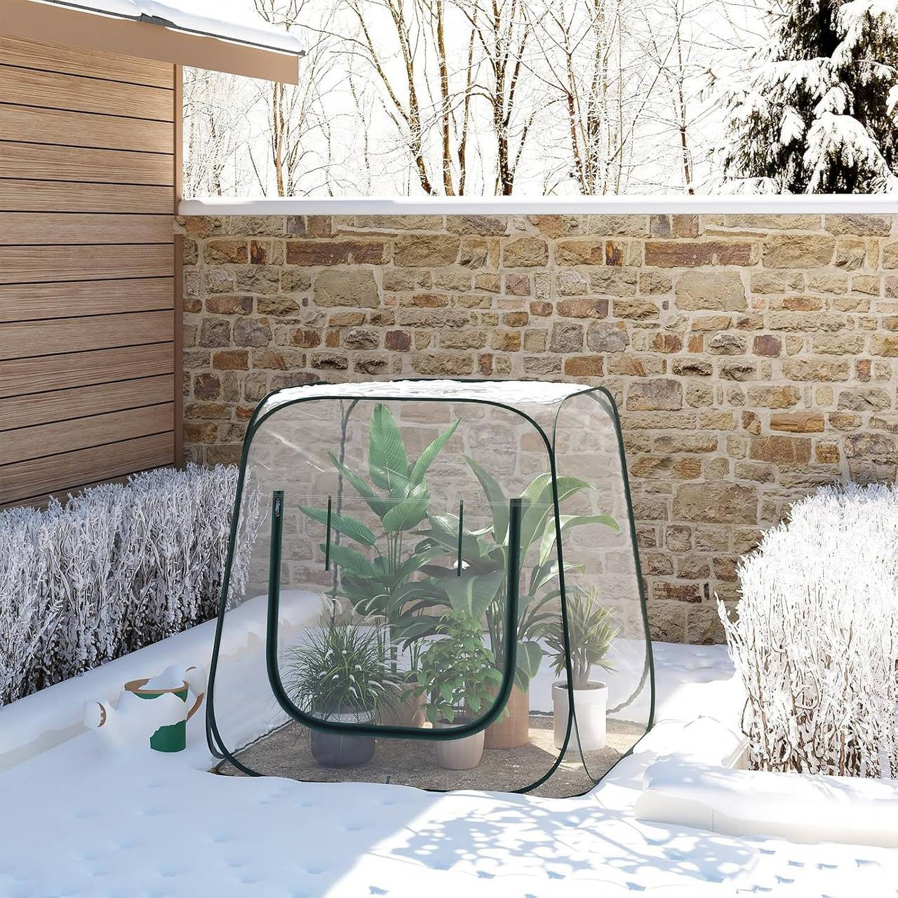 24goodz Pop-up Greenhouse - Easy Access with Zipper Opening - Year-Round Plant Protection - PVC - For Garden Enthusiasts - Transparent 100x100x97 cm