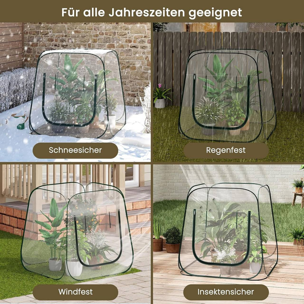 24goodz Pop-up Greenhouse - Easy Access with Zipper Opening - Year-Round Plant Protection - PVC - For Garden Enthusiasts - Transparent 100x100x97 cm