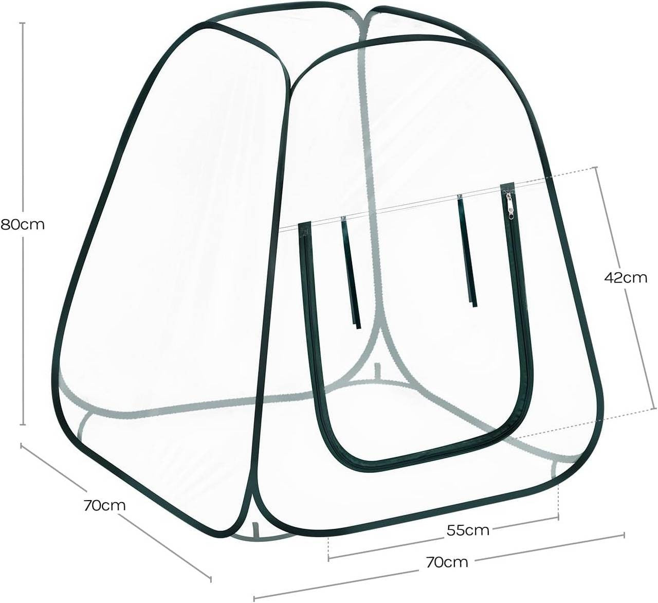 24goodz Pop-up Greenhouse - Easy Access with Zipper Opening - Year-round Plant Protection - PVC - For Gardeners - Transparent 70x70x80 cm
