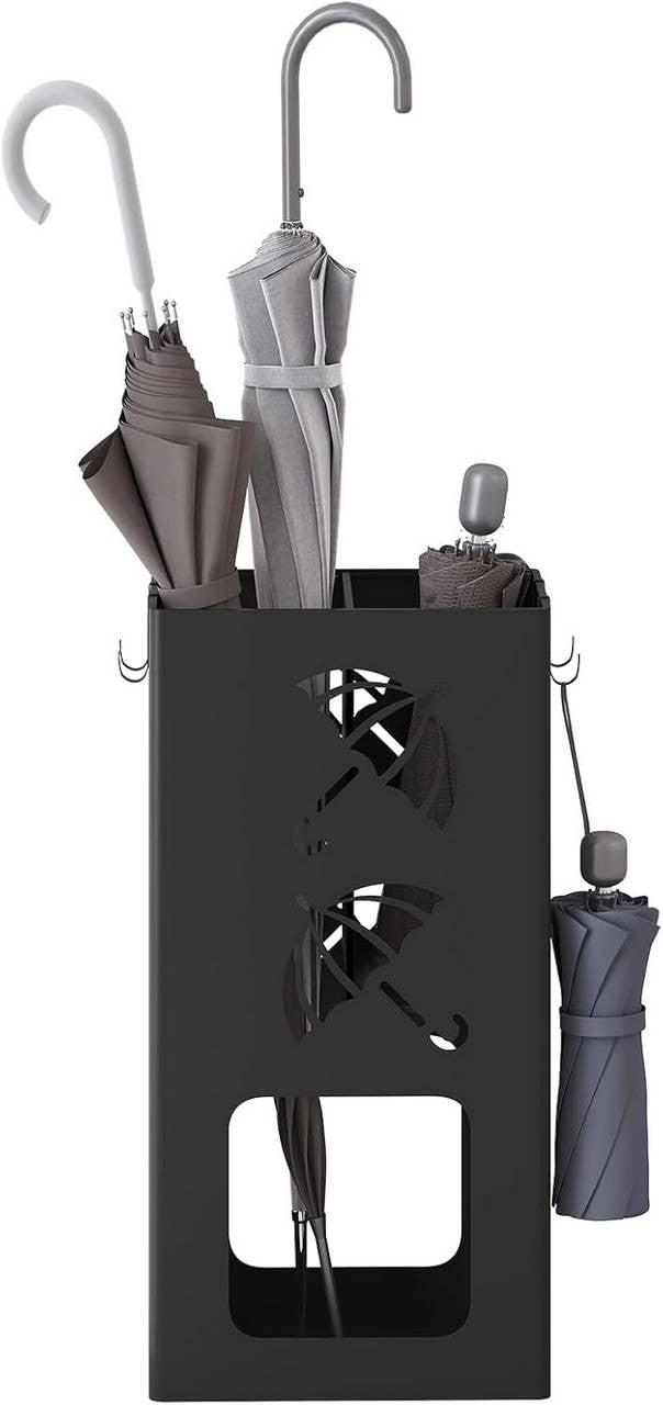 24goodz Umbrella Stand - Unique Design with Dual Slots - Durable Iron - Black/White - 25 x 49 x 15 cm