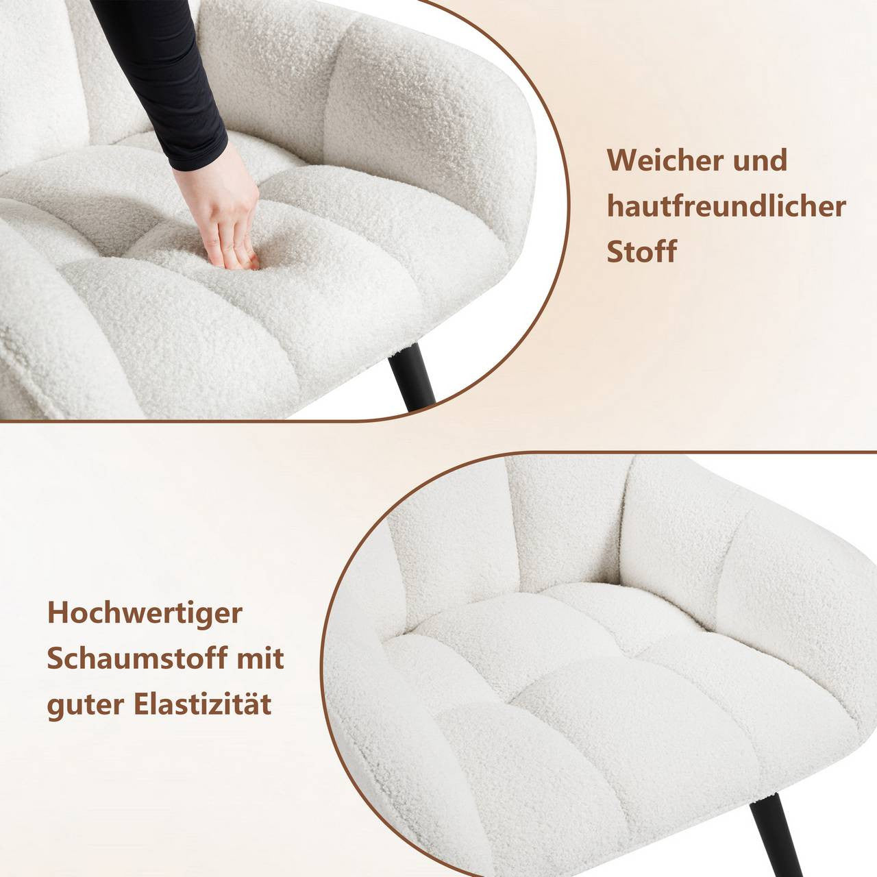 24goodz Relax Armchair - Soft and Skin-Friendly - Ergonomic Design - Velvet - For Everyone - Cream