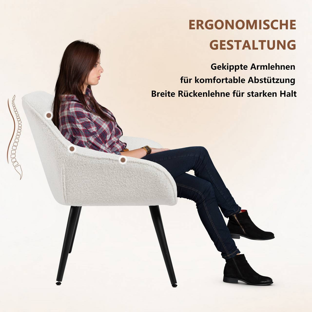 24goodz Relax Armchair - Soft and Skin-Friendly - Ergonomic Design - Velvet - For Everyone - Cream