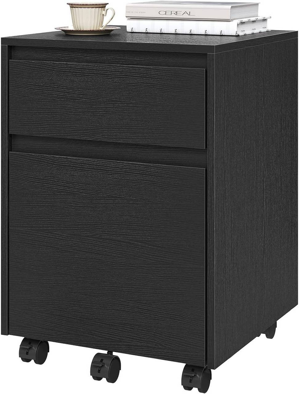 24goodz Mobile Filing Cabinet - Ample Storage Space - Easy Mobility - Wood Material - For Home Office - Vintage Wood Look/White