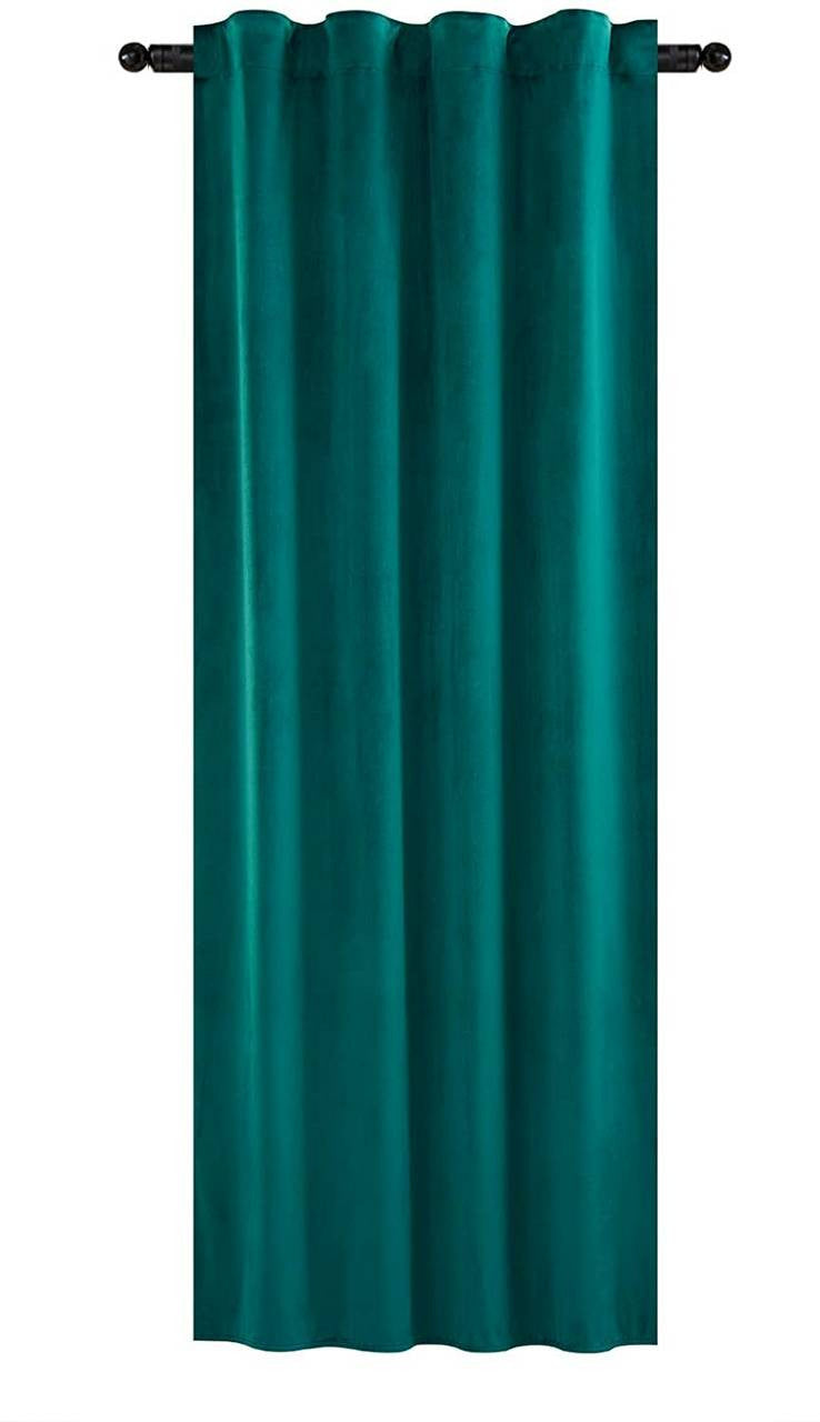 24goodz Velvet Blackout Curtain - Elegant Design - Thermal Insulation - 100% Polyester - Dark Green - 140 × 270 cm - dgn