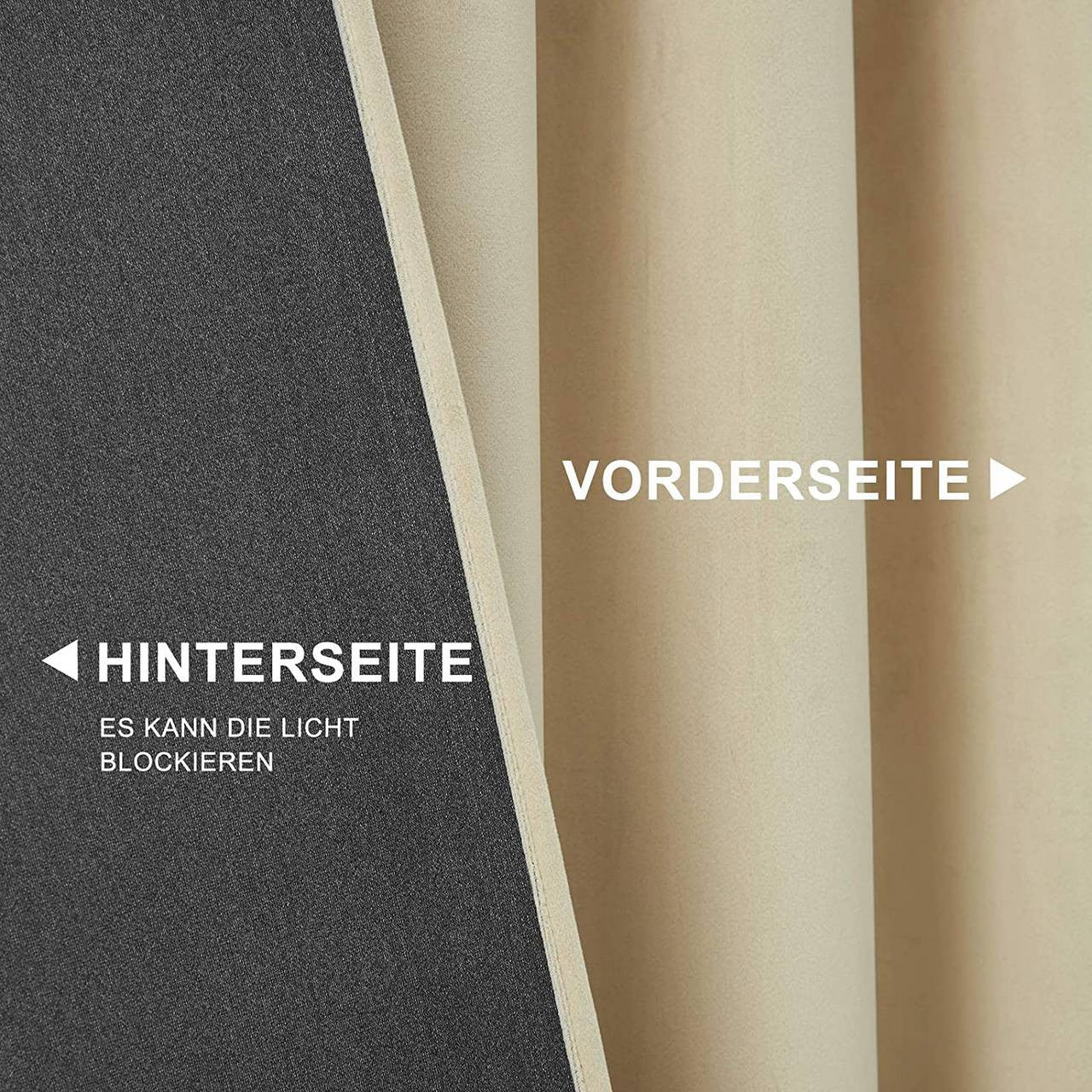 24goodz Velvet Blackout Curtain with Ruffles - Elegant Design - Insulating and Light-Blocking - 100% Polyester - Beige - 140 x 270 cm - hsd