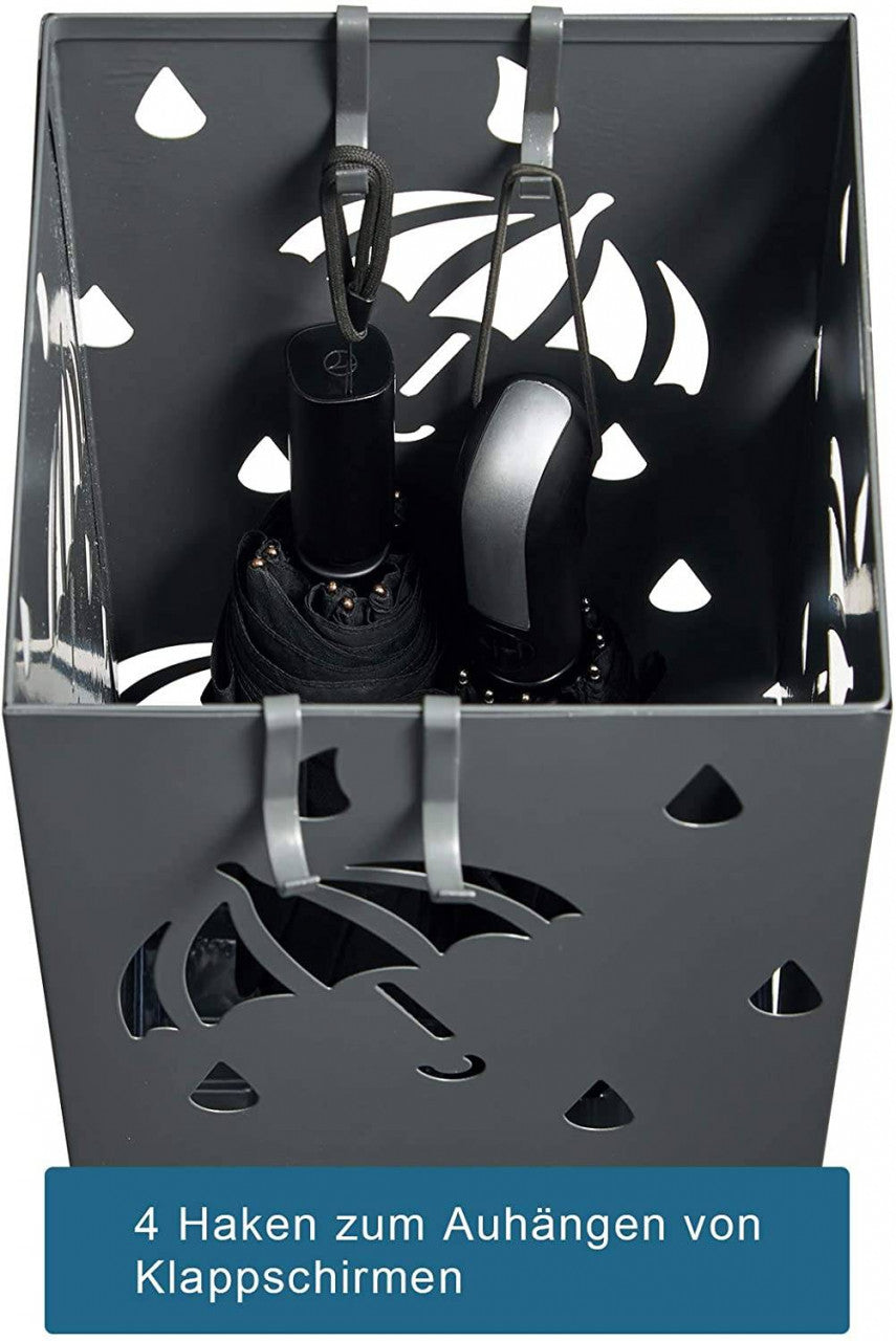 24goodz Rectangular Umbrella Stand - Large Storage Capacity - Durable Iron - For Home and Office - Anthracite