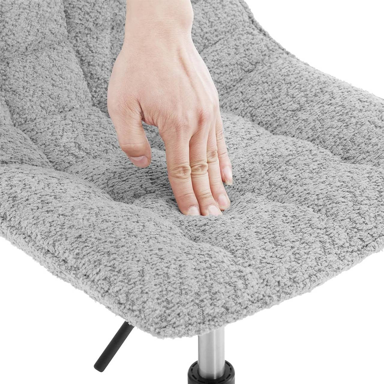 24goodz Makeup Stool with Backrest - Comfortable Chenille Upholstery - Ergonomic Design - Metal - For Home and Office Use - Grey/White