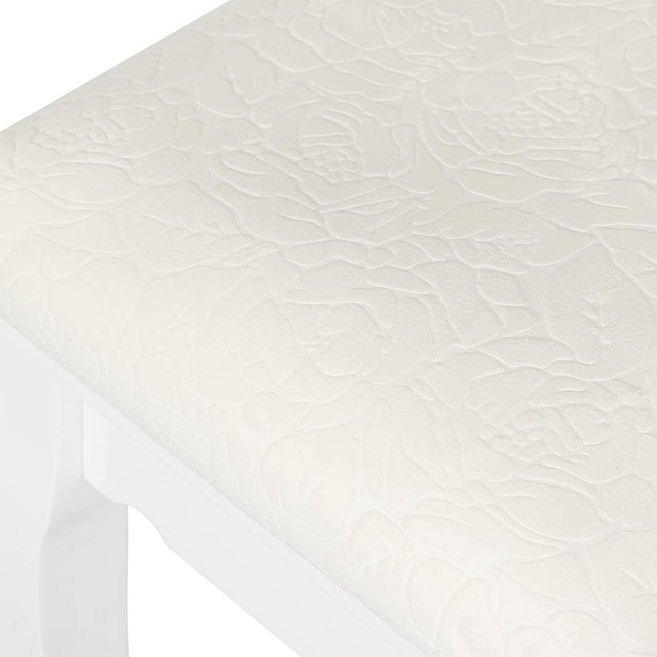 24goodz Upholstered Makeup Stool - Comfortable Seating - Multifunctional Use - MDF and Pine Wood - White - ws