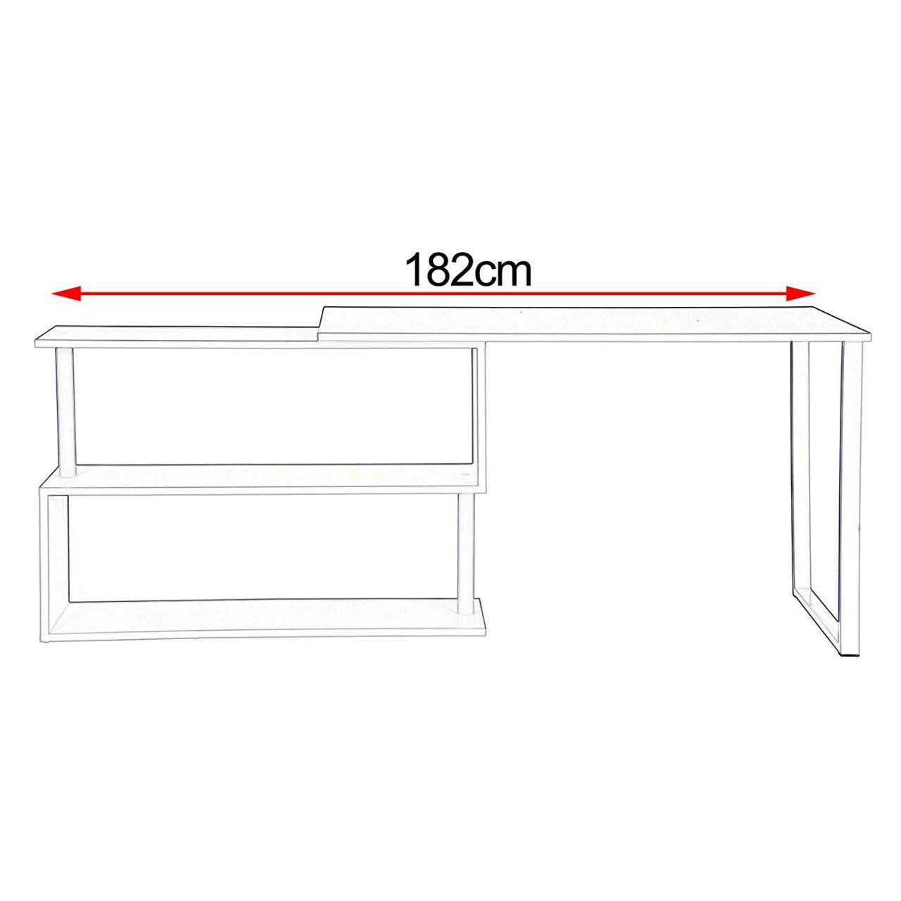 24goodz Corner Desk with Shelves - Versatile 180° Rotary Design - High-Quality MDF and Steel - For Home Office - White + Light Oak - ws