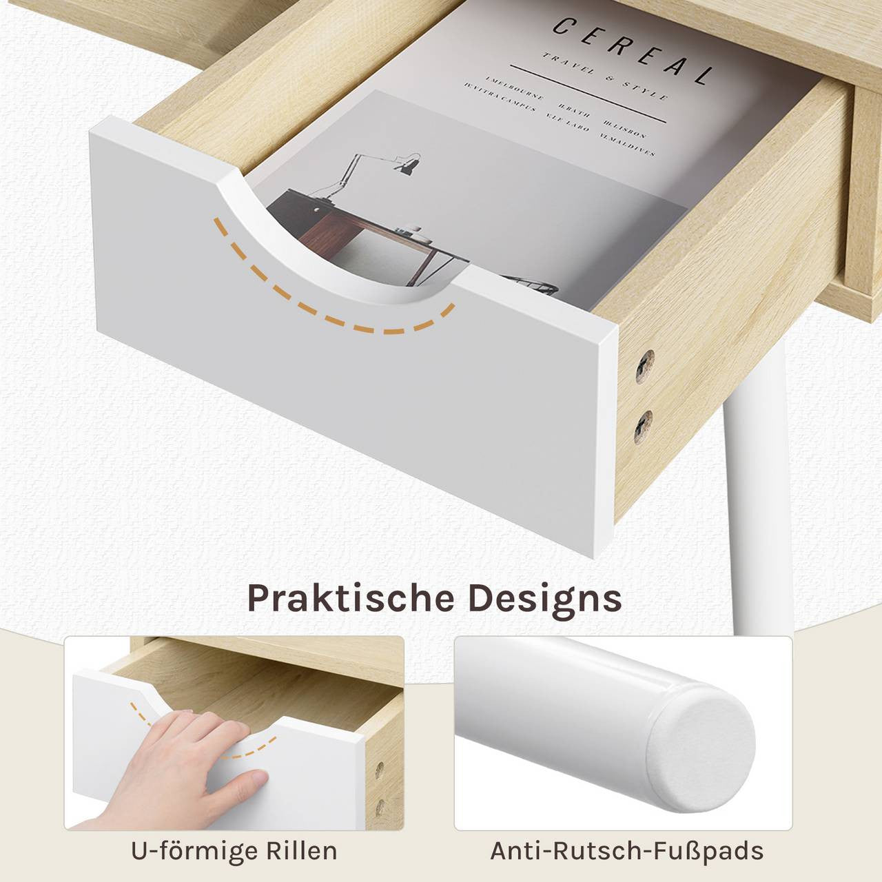 24goodz Office Desk - Ample Working Space - Stable & Solid Design - Engineered Wood + Steel - Oak - 120 x 58 cm - hei